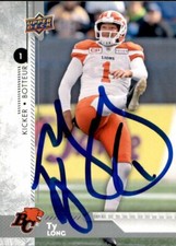 Ty Long Signed 2018 Upper Deck CFL Football card BC Lions