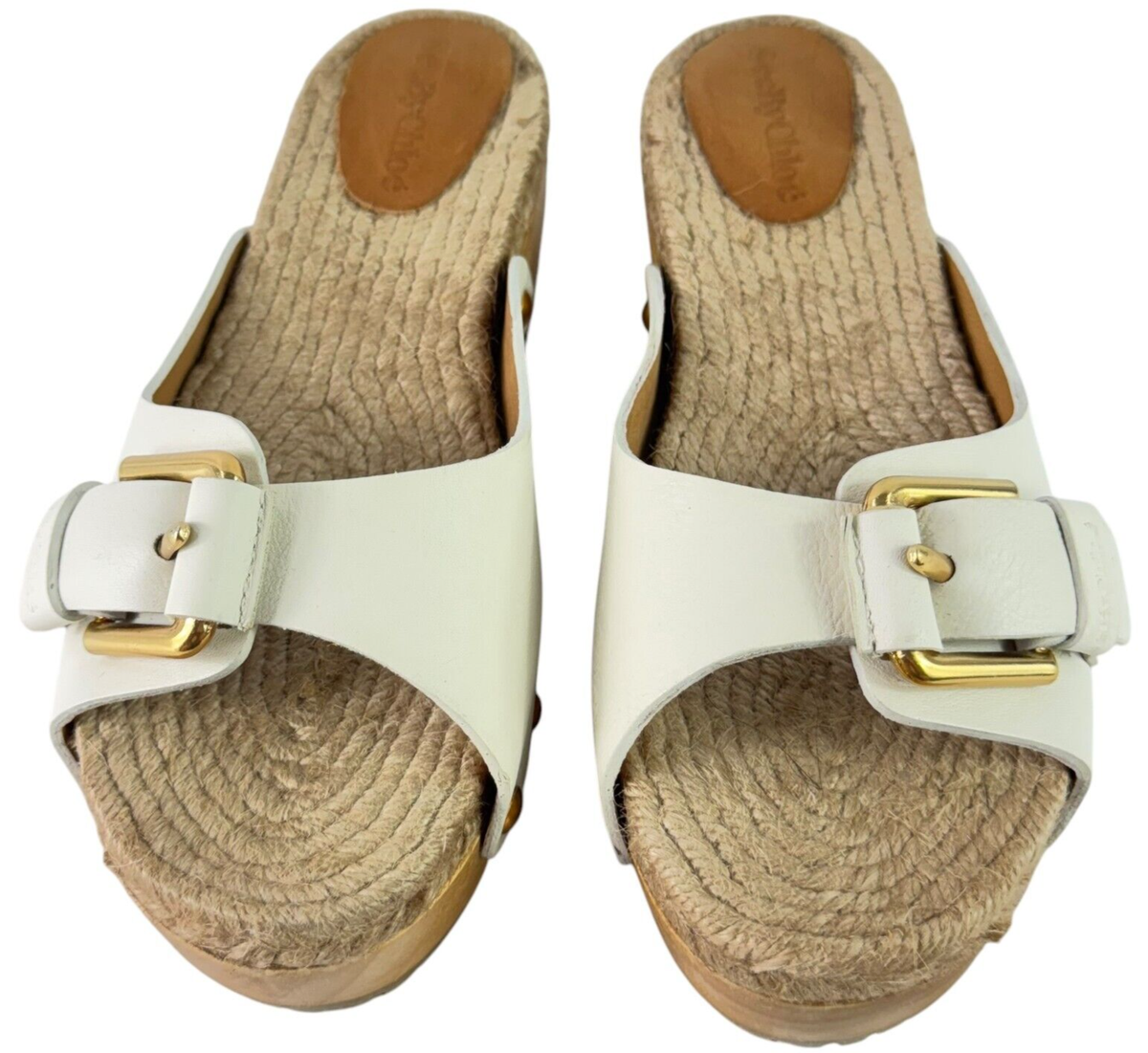SEE BY CHLOE Joline Clog White Leather Platforms Made in Spain 36