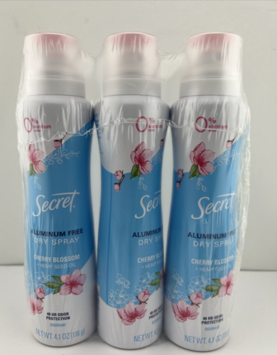 Secret Dry Spray Aluminum-Free Deodorant CHERRY BLOSSOM, 4.1 oz Each, 3 PACK