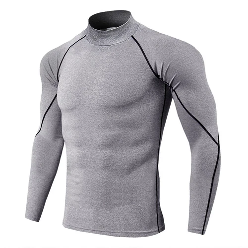 Herren Rollkragen Kompression Basisschicht Oberteil Fitness Tights Sport Langarmshirt - Bild 14 von 26