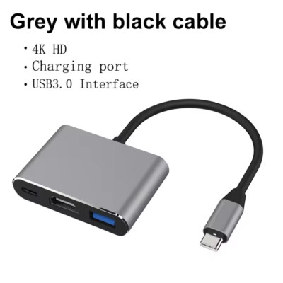 3IN1 USB C Hub Adapter Typ-C auf USB HDMI 4K HD TV PD Kabel für Mac Samsung Dell
