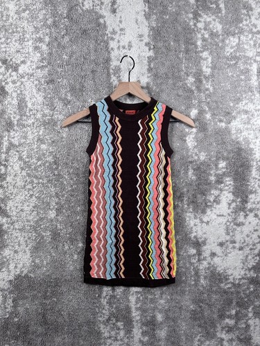 Missoni Tank Pullover Medium Damen braun bunt Chevron Baumwolle Strick