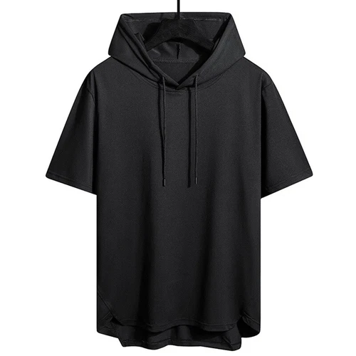 Summer Men's With Hood Short Sleeve Hoodies Hip Hop T shirt Streetwear T Shirts - Imagen 9 de 21