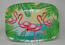 Flamingo Bird Tropical Beach Aloha Beach 222 Fifth Melamine Serving Tray 18x13"
