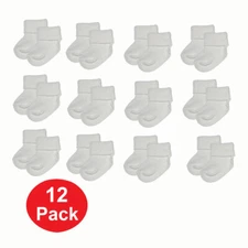 EK Newborn Infant Baby White Turn Cuff Socks 12 PAIR/LOT Girls, Boys 0-6 month
