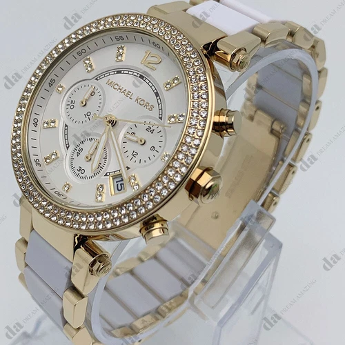 New Michael Kors MK6119 Parker Women's Silver Gold Two Tone Band Ladies Watch