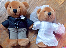 Dakin Bride Groom Brown Teddy Bear Plush Stuffed Animal Toy 7 in VTG 1985 EUC