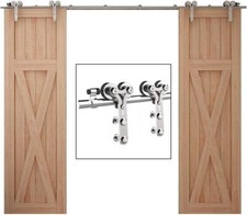 CCJH 5FT-20FT Stainless Steel Sliding Barn Door Hardware Kit Track for Wood Door