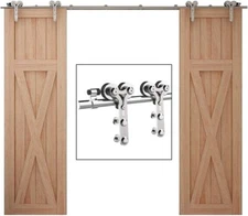 CCJH 5FT-20FT Stainless Steel Sliding Barn Door Hardware Kit Track for Wood Door