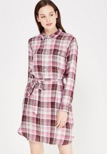 Gap Plaid Tie-Belt Shirtdress, sz XXL Pink Plaid