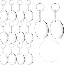 24 Pieces Acrylic Transparent Circle Discs and 24 Pieces Key Chains Clear Round