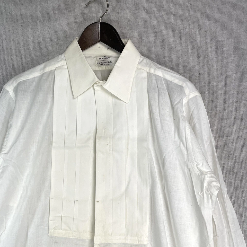 Camisa de vestir formal vintage años 30 40 León de Troya para hombre talla 16 blanca plisada años 30 Foto 2 de 4