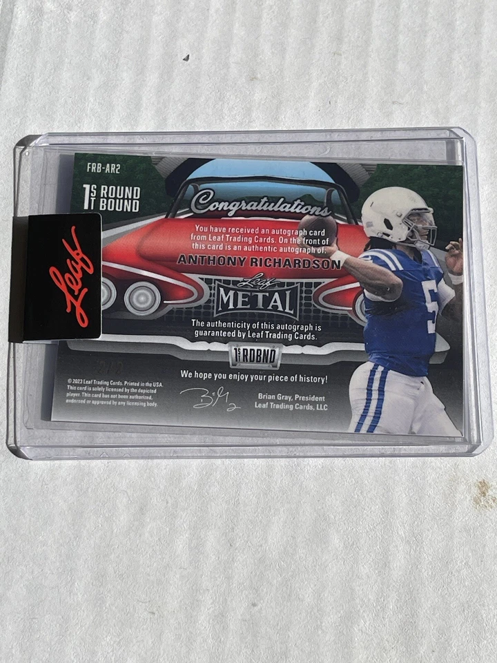 Anthony Richardson 2023 Leaf Metal 1st Round Bound Auto 2/2 Prismatic Orange - Image 4 of 4