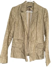VINCE Womens Boyfriend Linen Blazer Jacket Blend Sz 4 Open Front Designer