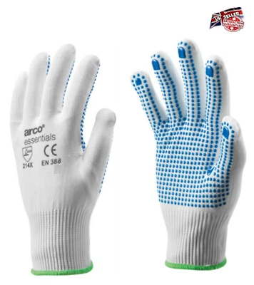 Arco Essentials Light Dotted Work Gloves Grip Small 7 White