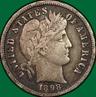 1898 Barber Dime Extremely Fine XF Coin #43088