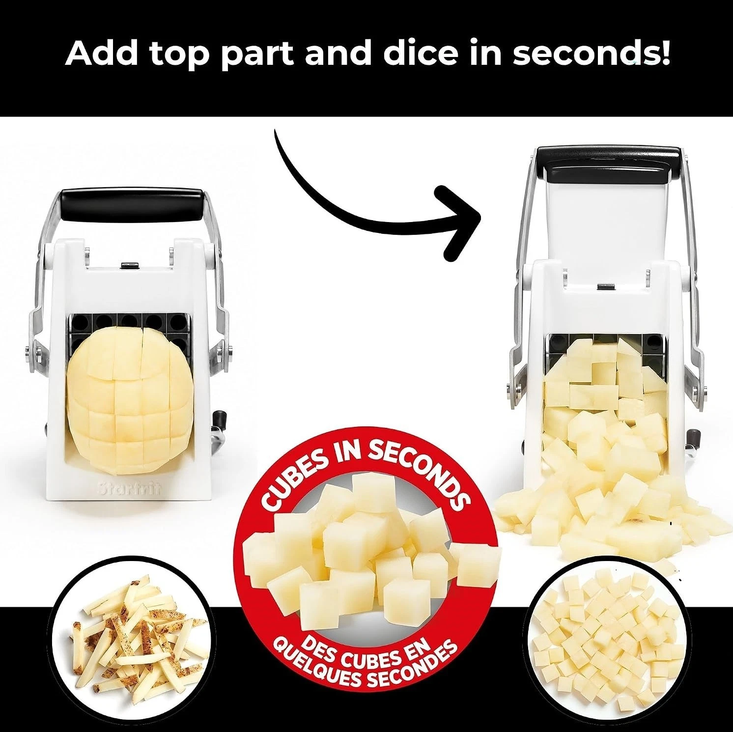 3-in-1 Fry Cutter & Cuber Potato Vegetable Cutter Stainless Steel Blades image 7