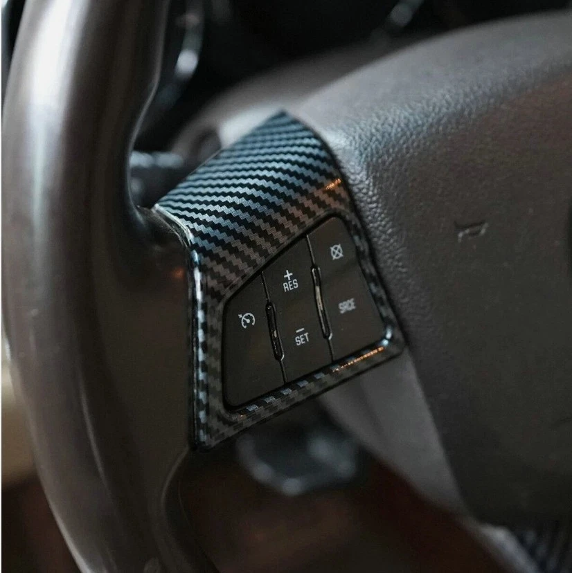 For 2008-2013 Cadillac CTS Carbon Fiber Car Steering Wheel Button Cover Trim Foto 4 de 4