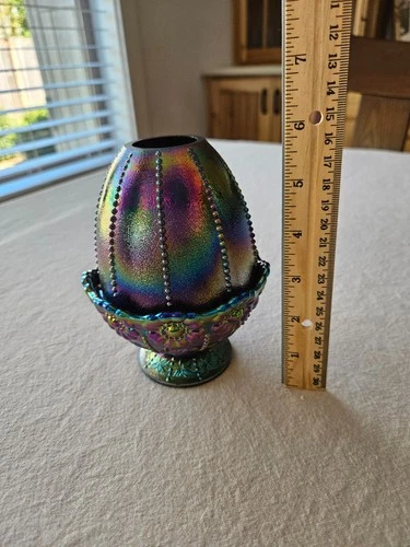 HTF VTG Fenton Bead Daisy Fairy Light Lamp Purple Iridescent Carnival--EXCELLENT