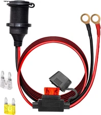 12V/24V Fixed Thread Cigarette Lighter Socket Extension Cable with Perforated Te