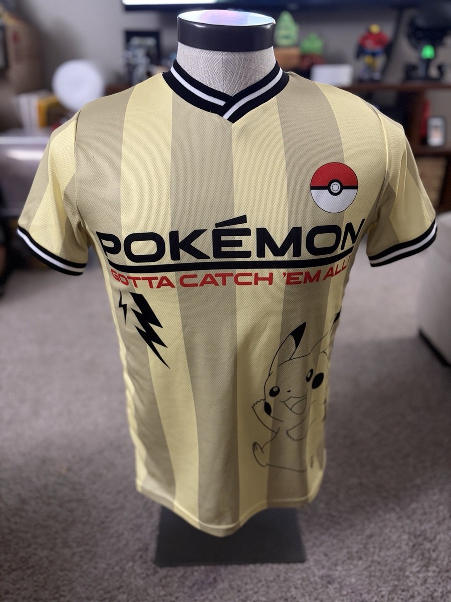 2025 Pikachu Striped Soccer Jersey Yellow YOUTH XL Game Freak