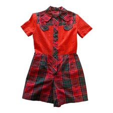 Vintage 1960s Plaid Romper Playsuit With Matching Skirt Twee Mod 60s