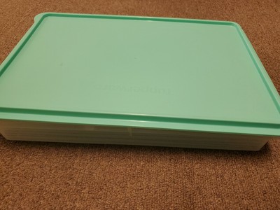 Tupperware Container Large Snack and Store 5346B Rectangular Green Lid, nice