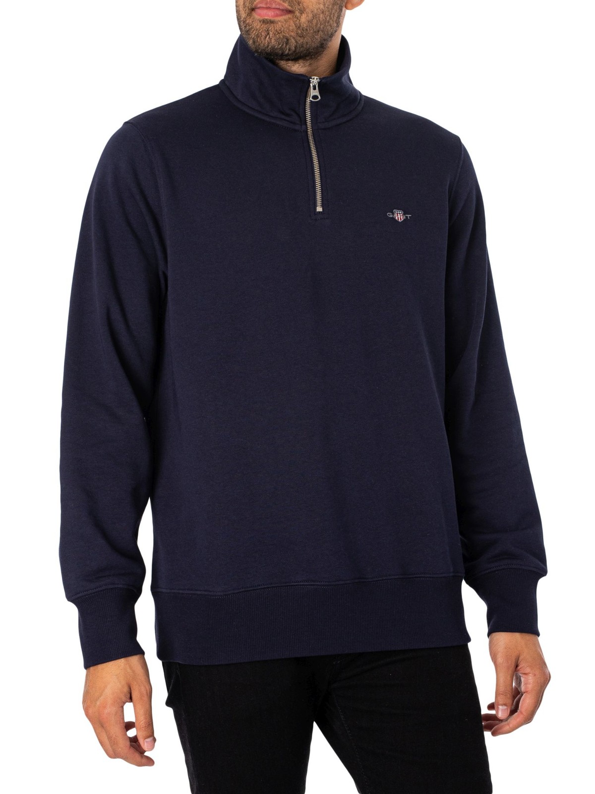 GANT Regular Shield 1/4 Zip Sweatshirt, Evening Blue - M