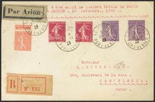 France. Cover Yvert 238(2), 197(2), 199. 1929. 1 10 F Carmine Pink, Two Stamps