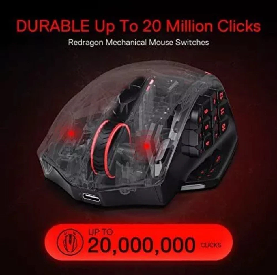 Redragon M913 Impact Elite Wireless Gaming Mouse, 16000 DPI Wired/Wireless RGB - Image 2 of 4