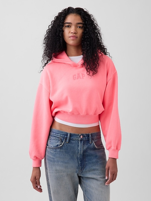 Gap. VintageSoft Oversized Crop Logo Hoodie thumbnail 12