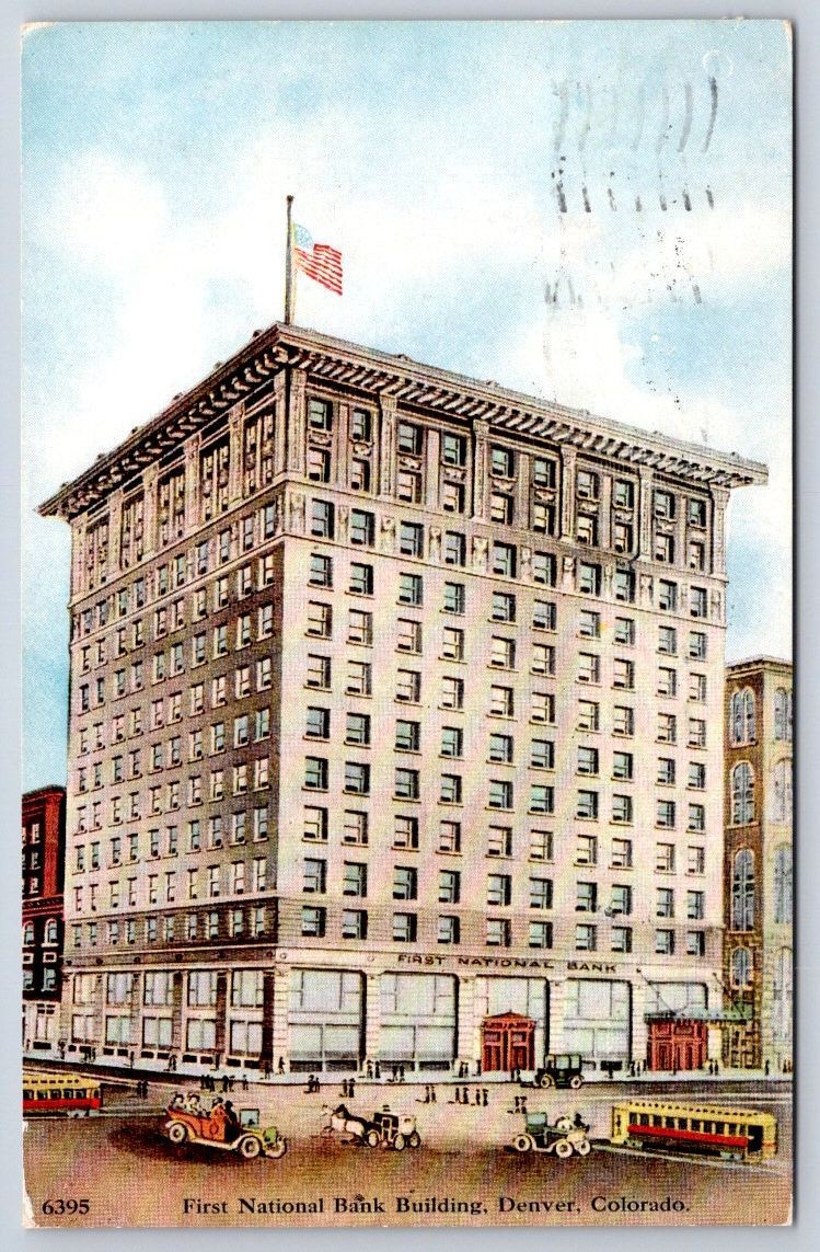 Antique Colorado Postcard DENVER First National Bank Bldg 1910