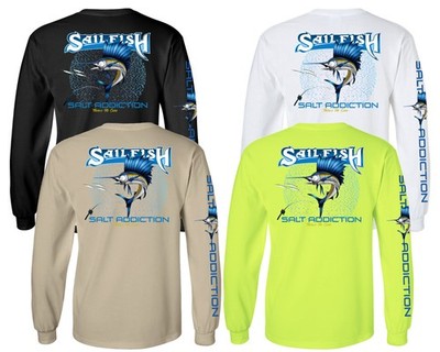 Salt Addiction Deep Sea Offshore Sailfish Fishing Long Sleeve T Shirt Cotton
