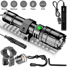 Lot Tactical LED Gun Flashlight Rechargeable Flash Light Torch with Mount Remote
