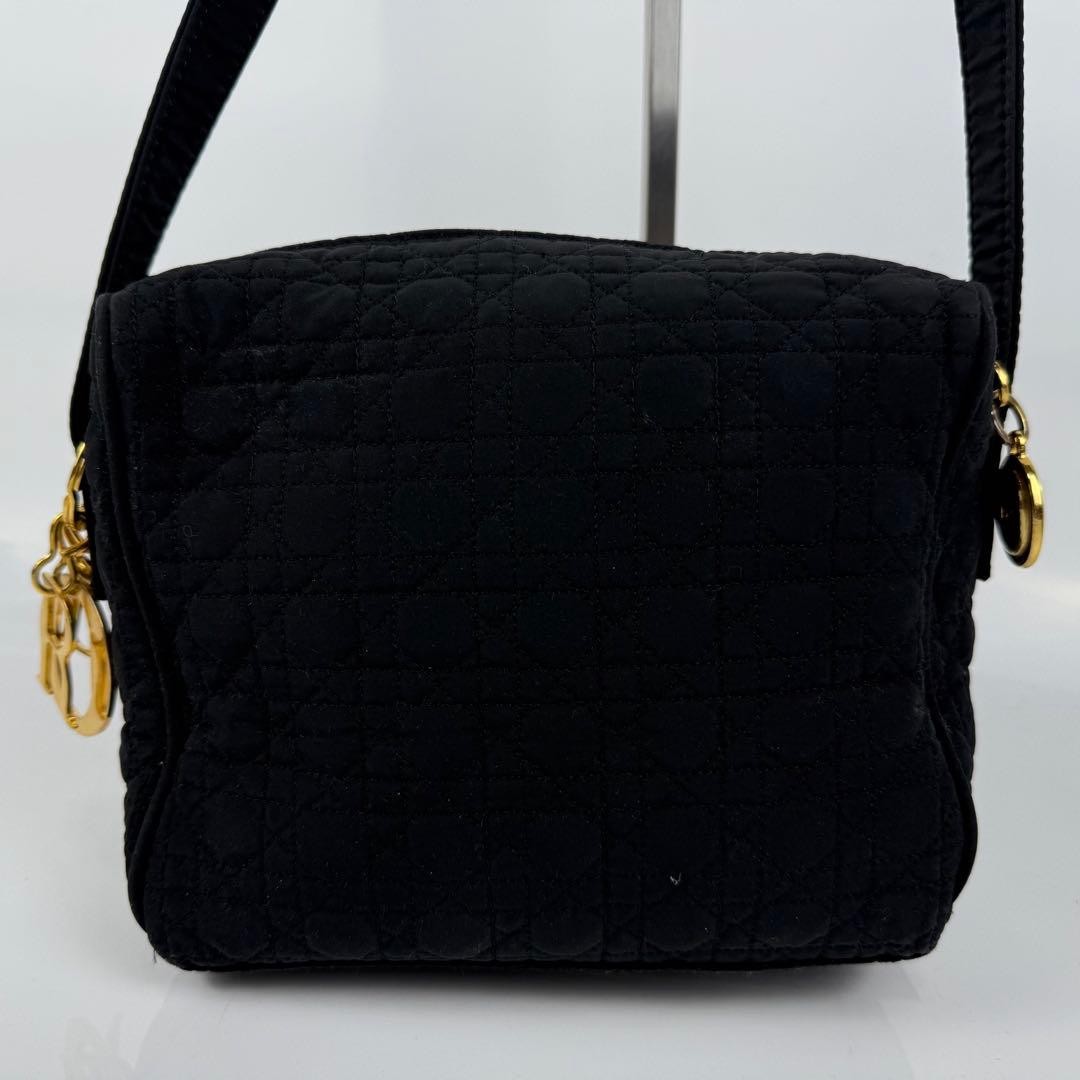 Christian Dior Cannage Shoulder Bag Black Canvas  Authentic thumbnail 4