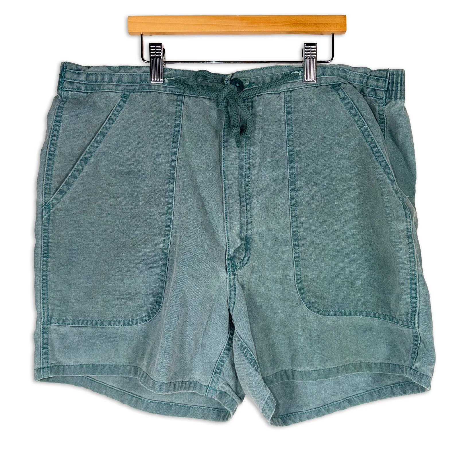 Vintage Weekender Traveler Cotton Shorts Teal Drawstring 90s Size 38