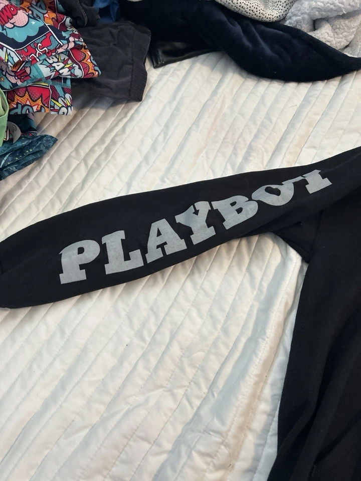 花花公子连帽衫黑色镀铬兔子收藏版1989年1月图形尺寸M — 第 4/4 张图片