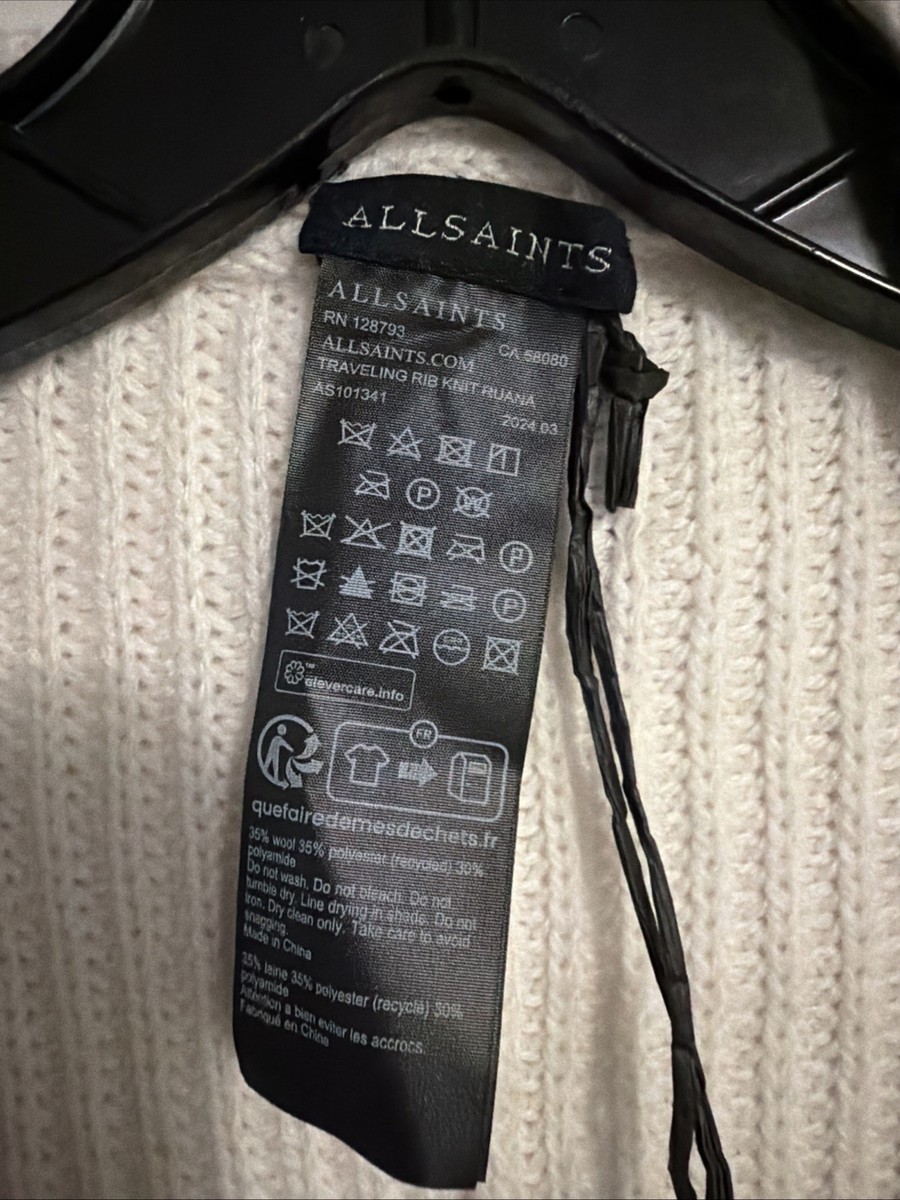 NEW AllSaints Travelling Rib Chunky Knit Ruana Open Cardigan