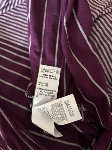 M&S Classic Size 22 Purple Grey Mix Striped Jersey Top - Picture 6 of 6