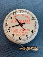 Rare Vintage Electric A.P. Coffee Advertising Clock Sign Country Store