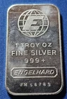 A ENGELHARD 1 OZ. SILVER COLLECTABLE BULLION SILVER BAR NICE SILVER BAR