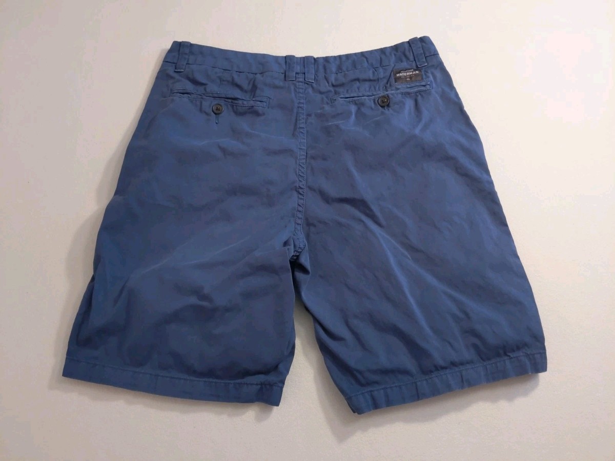 Mens Quiksilver Waterman Shorts 40 Navy Blue Chino Flat Front