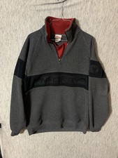 Vtg Disney Store Mickey Spell Out Mens Gray 1/4 Zip Fleece Pullover Size S