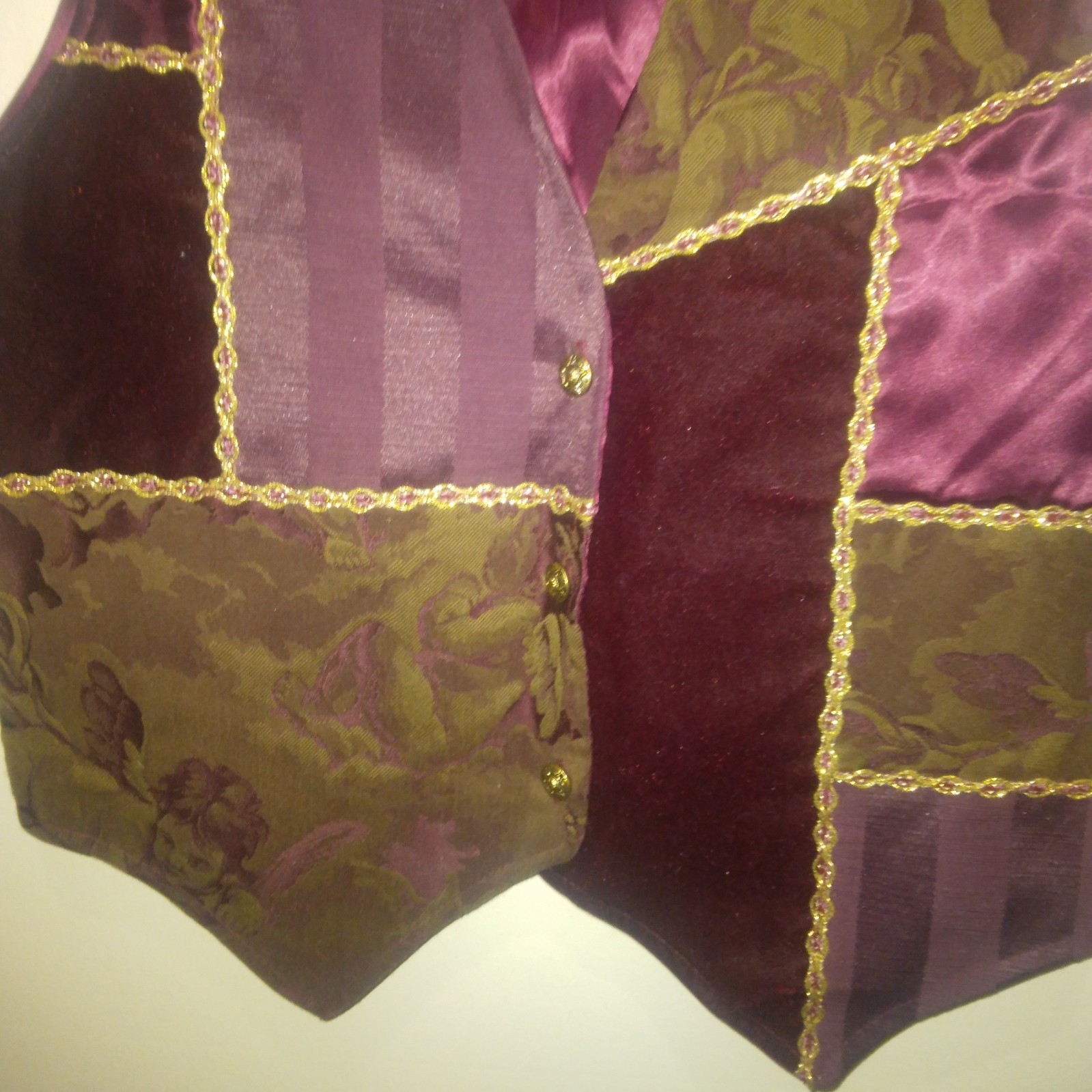 Vintage Christmas multi-patterned, patchwork vest… - image 4