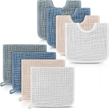 Tallew 8 Pack Muslin Burp Cloths and Baby Bibs for Boy Girl 20" x 10" Cotton ...