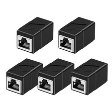 5 Pack Black RJ45 Coupler Female Ethernet Adapters Cat8 Cat7 Cat6 Cat5e Straight