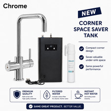4 in 1 instant Hot water tap - New Slim Space Saver - Tap Tank Filter - Chrome