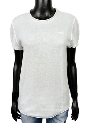 Hollister T Shirt Damen XS Weiß Logo Stickerei Baumwolle Casual Original Basic