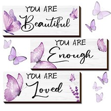 3 Pcs Butterfly Wall Decor Butterfly Wall Art 9.84 x 3.94 Inch Purple