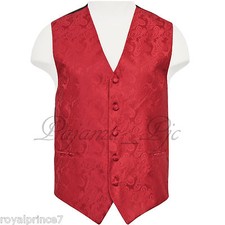 Red Paisley Tuxedo Suit Dress Vest Waistcoat Formal Prom Wedding Prom XS - 6X
